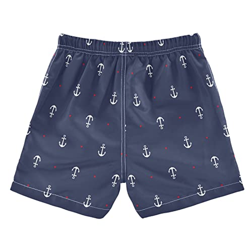 Red Heart Anchor Boys Swim Trunks Cute Blue Nautical Toddler Beach Board Shorts Baby Summer Bathing Suit S2
