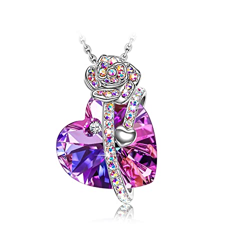 LEITON Damen Schmuck, Kristall Kette Herz, Geschenke für Frauen, Anhänger Halskette, Hochzeit Jahrestag Geburtstag Geschenk für Mutter, Frau und Ihre Cover