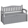 Acurax 80-Gallon Outdoor Storage Bench, Waterproof Deck Box with Lockable Lid & Armrests for Patio, Garden, Pool, Gray