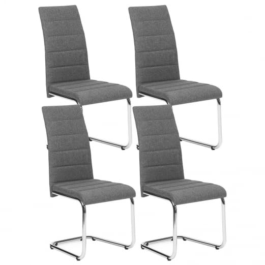 Sillas Comedor Pack 4 Gris Tela Marca IDMarket