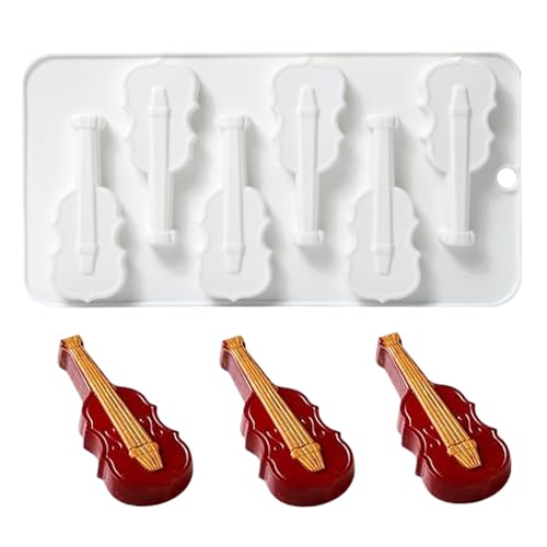 Moldes de Silicona - Molde de Silicona en Forma de Violín con 6 Cavidades - Para Pasteles De Guitarra Y Violín | Para Chocolate, Jabón, Velas y Caramelos