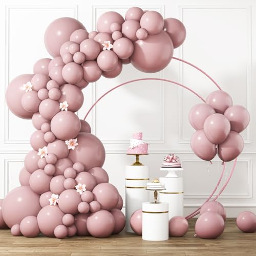 RUBFAC Dusty Pink Balloons Different Sizes 105pcs 5/10/12/18 Inches for Garland Arch Boho Blush Pink Latex Balloons for Wedding Birthday Party Baby Shower Gender Reveal Anniversary