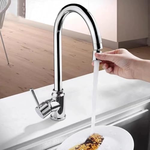 2 Pcs Faucet Aerator, Swivel Kitchen Sink Faucet Aerator, 50° Angle Twist, Dual-function 2-Flow Sprayer Faucet Head, Sink Attachement, Faucet Replacement Part 55/64\'\' Female Thread, Chrome - Thumbnail 2
