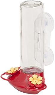 Perky Pet 455-2 Window Mounted 14 oz Glass Hummingbird Feeder, Red