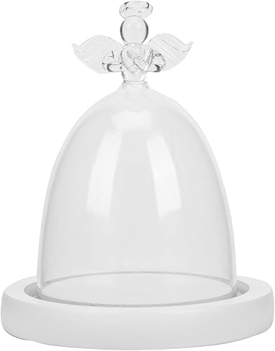 YARNOW Cubierta de cristal de ángel, soporte transparente para tartas, velas de comida, decoración de madera, portavelas de vidrio, vitrina de mesa,