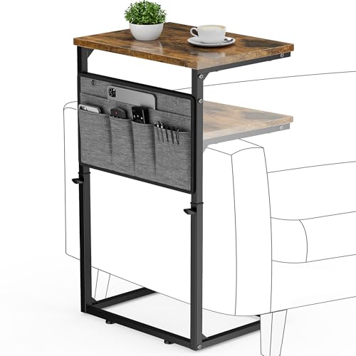 Vagusicc C Shaped End Table, 33'' Tall Side Table for Couch, Adjustable Height Small Couch Side...