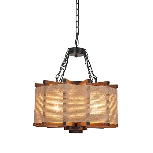 JIUFACAI Retro Hemp Rope Chandelier Vintage Ceiling Pendant Light Fitting Rope Chandelier, Retro Steampunk Ceiling Pendant Light Personalized Solid Wood Lamps steampunk buy now online