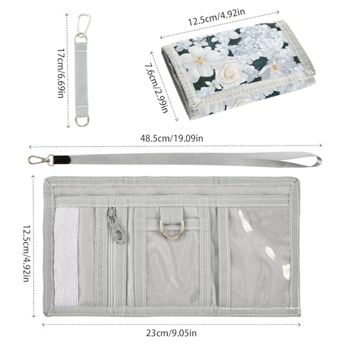 ALAZA Kids Wallets for Boys Girls Toddler Trifold Wallet Children Small White Flowers with Zipper Coin Pocket3