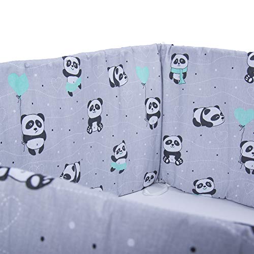 E4M® Paracolpi Lettino Neonato Paracolpi Culla Neonato 3 Lati Misura 210x30 cm Doppia Imbottitura Anallergico Cotone Certificato OEKO-TEX® Made In UE