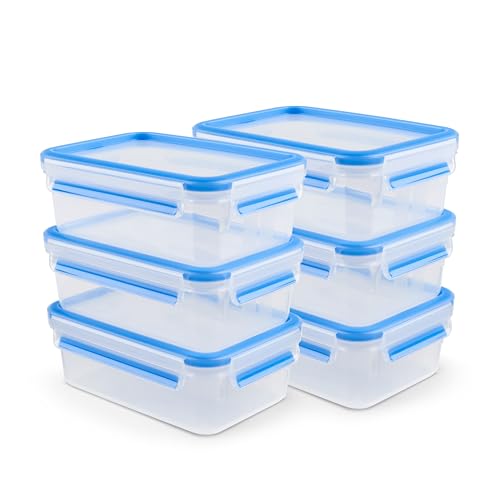 EMSA Clip et Close, Scatola di Conservazione, Set di 6 x 1 L, Plastica, Rettangolare, Ermetico, Compatibile con Microonde e Lavastoviglie N1032652