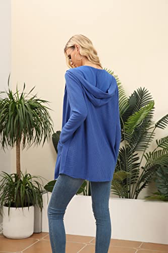Image of VIISHOW Womens Lightweight Casual Hoodie Cardigans Open Front Waffle Knit Long Sleeve Outwear Coat with Pockets