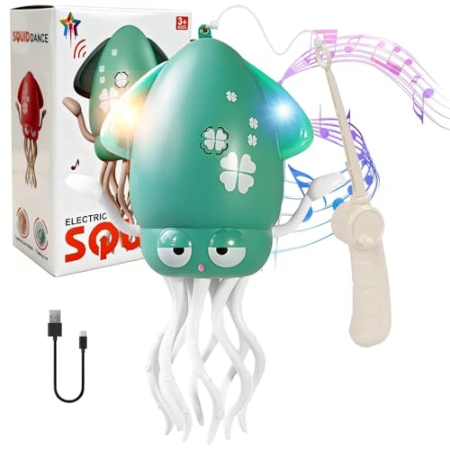 SJACXANM Jouet Poulpe électrique Dansant, Dancing Pieuvre Jouet, Pieuvre Qui Danse avec Lumières LED Et Musique, Poulpe Dansant avec Capteur D'évitement d'obstacles (Vert)