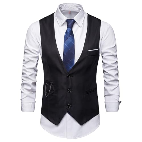 Men's Dress Formal Vest Suit Formal Business Waistcoat Tuxedo V-Ncek Solid for Wedding Vests