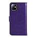 FLYEE Compatible with iPhone 11(6.1 inch,2019 Release),Wallet Case for Women and Girls with Card Holder Pu Leather Flip case Kickstand Protective with Card Slots-Embossed Flowers Purple