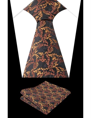 Image of Alizeal Mens 3.15'' Light Color Rustic Tie Handkerchief | with Flower Printed Handkerchief for Wedding Business Daily Wear