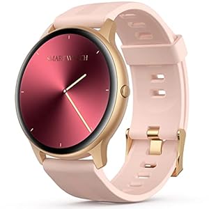 AGPTEK Smart Watches for Women, 5ATM Waterproof Swimming Watch Fitness Tracker, Smartwatch for Android iOS iPhones Support Heart Rate Sleep Monitor, Pedometer, Female Health Tracking, Rose Gold