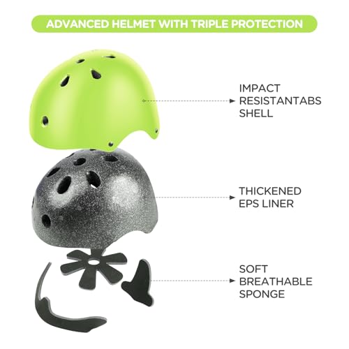 Image of DaCool Kids Protective Gear Set Helmet Knee Pads Elbow Pads Wrist Guards 7 in 1 Set with Adjustable Strap for 3~8yrs Boys Girls Toddler Children Rollerblading Skating Skateboard Cycling Outdoor Sports