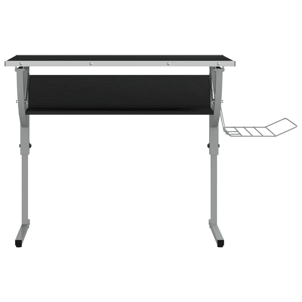 Tavolo per bricolage, nero e grigio, 110 x 53 x (58 – 87) cm, materiale in legno, in acciaio, regolabile, con ripiano, per casa, ufficio, cameretta dei bambini