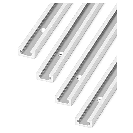 QWORK® 91 cm T-Schiene T-Nut Gehrungsschiene Alu mit Doppelschnittprofil für Tischsäge Router Tisch Holzbearbeitungswerkzeug, 19 x 10 mm, 4 Stück