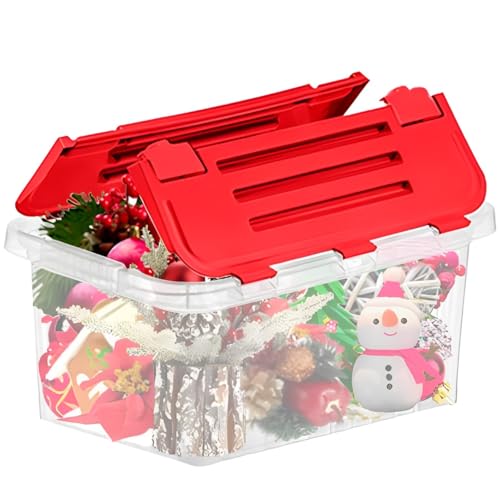 Image of Superio Red Storage Box with Red Hinged Lids, Plastic Container Bins for Organizing with Attached Lid, Stackable Crates, BPA Free, Organizers for Home and Office, 35 Quart (20.25 inchx14 inchx10.5 inch)