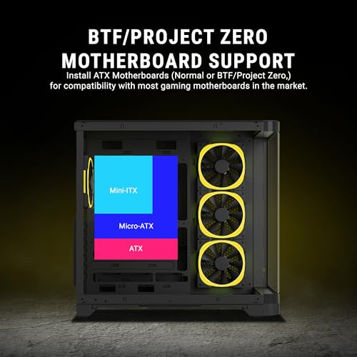 Image of Ant Esports Crystal ARC Mid-Tower Computer Case /Gaming Cabinet - Black |Front Curved Glass|Support ATX, Micro-ATX, Mini-ITX | Pre-Installed 4 ARGB-PWM Fans