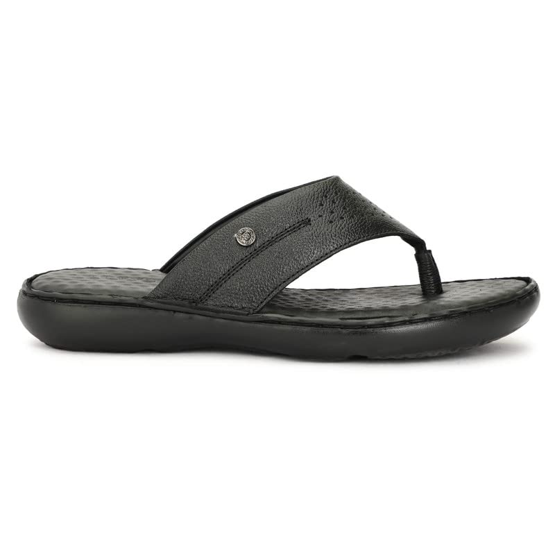 HAUTTON Men's Geniune Leather Casual Padding Slipper | Stylish Comfortable Slippers & Sandals Blue 7