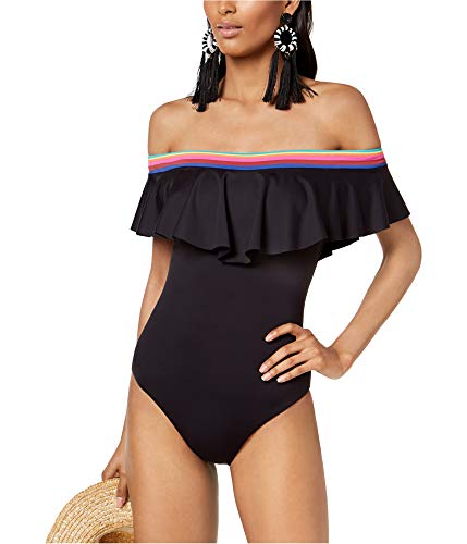 INC International Concepts Trina Turk x I.N.C. Black Off Shoulder Swimsuit, (Black Off Black, 10)