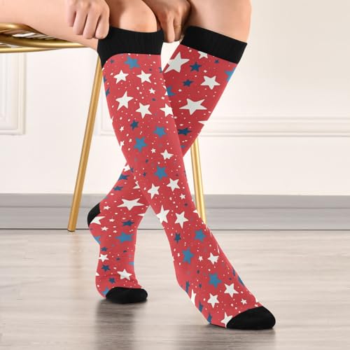 Image of Pigsaly Red White Polka Dot Womens Compression Socks Athletic Tube Sock Knee High Socks Outdoor Sport Socks