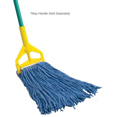 Soro Essentials- 32oz/800g Cut-End Wet Mop Head Replacement Economy Cotton-Poly Blend Blue Color- Commercial-Grade 4-Ply Yarn Mop Head with Narrow Band Wet Industrial Cleaning Mop Head Refill