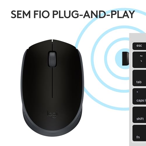 Mouse sem fio Logitech M170 com Design Ambidestro Compacto, Conexão USB e Pilha Inclusa - Preto glide