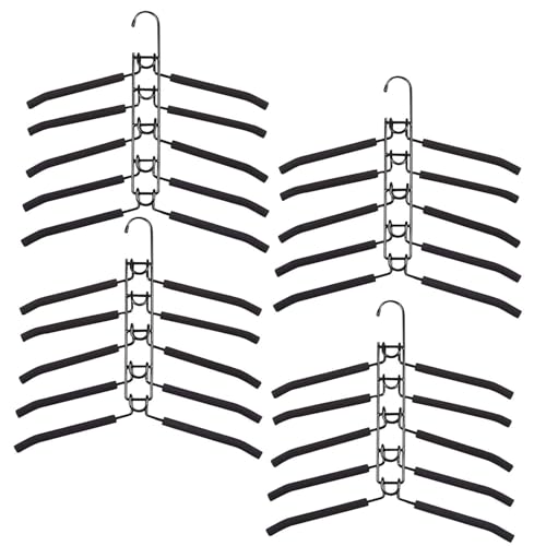 TERRIFI Space Saving Hangers, 5 in 1 Multi Layer Metal Hanger Racks Non-Slip Foam Padded Heavy Duty Thick Magic Hanger Closet Organizers and Storage for Coat Sweater Suit T-Shirt, 4 Pack