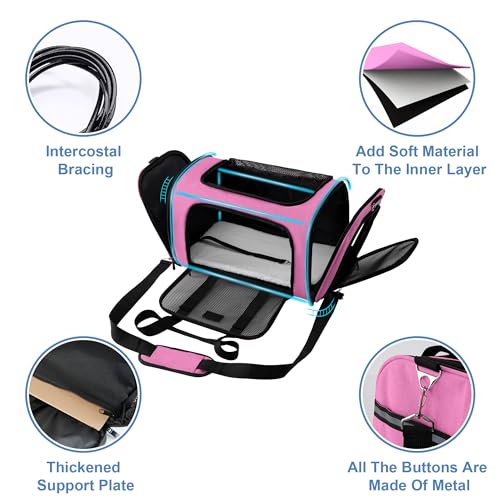 Soundy-Dog-Carrier-Cat-Carriers-Airline-Approved-Pet-Carrier-for-Small-Medium-Dogs-Cats-Under-15Lbs-Puppies-Collapsible-Soft-Sided-TSA-Travel-Puppy-Carrier-Bag-Medium-Pink Soundy Dog Carrier Cat Carriers Airline Approved Pet Carrier for Small Medium Dogs Cats Under 15Lbs Puppies Collapsible Soft Sided TSA Travel Puppy Carrier Bag Medium Pink