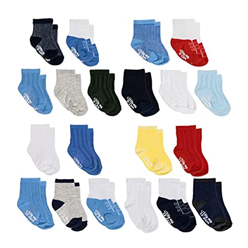 So'dorable 20 Pack Newborn Baby & Infant Boys & Girls Socks, Assorted Size Pack (0-12 Months & 12-24 Months), Non-Skid Grips, Non-Shrink