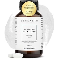 JSHealth Magnesium Supplement for Sleep. 400mg Triple-Form Glycinate | Made with Citrate, Amino Acid Chelate Developed By Nutritionist Jessica Sepel