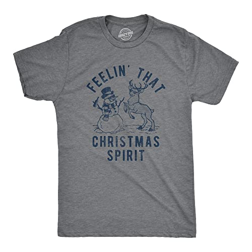 T-shirt Noël drôle pour homme avec motif renne de fête gris anthracite