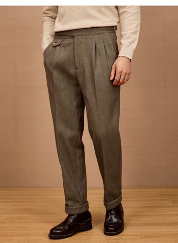 Men's Velvet Pants Dress Pant with Pockets Long Trousers Casual Formal Autumn Winter4