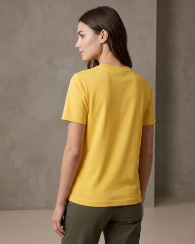 Image of NOBERO 100% Cotton T-Shirts for Women Stylish | Regular Fit | Solid T Shirts for Women 180 GSM Combed Cotton | Crew Neck Half Sleeve