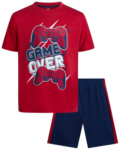 Image of Pro Athlete Active Boys Short Sets - 2 Piece Performance Crewneck Short Sleeve T-Shirt and Shorts Boys Athletic Sets (8-16)