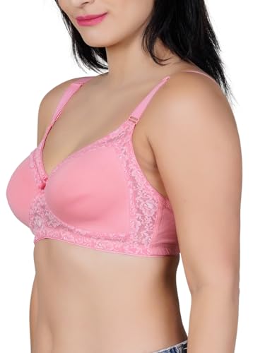 Image of Women's Seamless Padded Bra | Full Coverage | Cotton Stretch Fabric and Nylon Lace | Broad Adjustable Straps