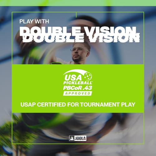 Image of JOOLA Double Vision 16mm Pickleball Paddle - Signature and Standard Shape - Aramid Surface for Softer Responsive Touch - SK Film for Reduce Vibration - USAP Approved - NFC Chip Enabled