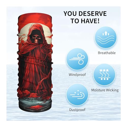 grim reaper angel skull demon skeleton red Neck Gaiter Face Cover Scarf Balaclava Bandana for Women Men Gaiter Mask for Motorcycle Cycling Riding Skiing Party miniatura 5