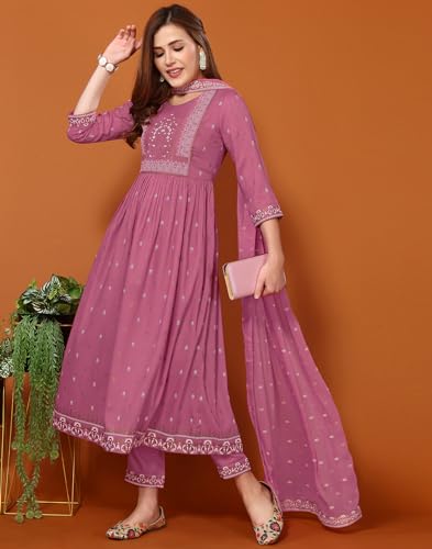Image of SIRIL Women's Rayon Viscose Printed Kurta Pant with Dupatta Set