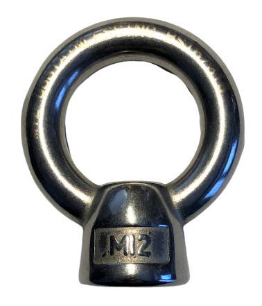 Image of US STAINLESS Stainless Steel 316 Lifting Eye Nut M12 Marine Grade 12mm Pitch of 1.75