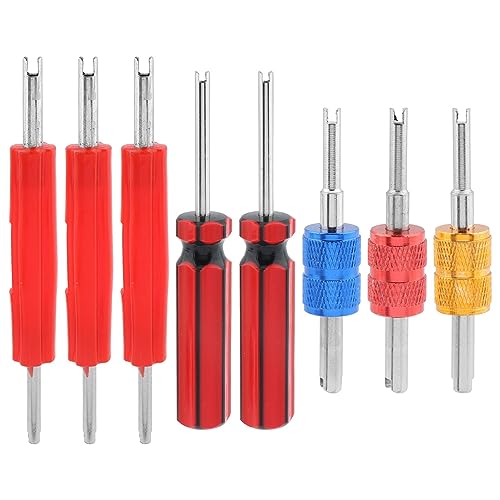 Image of 8 pcs Tire Valve Core Removal Tool Set, Single and Double Heads Valve Stem Core Remover Tire Repair Tool for Quickly Remove or Install the Car Air Conditioning and Tire Valve Core(Multicolor)