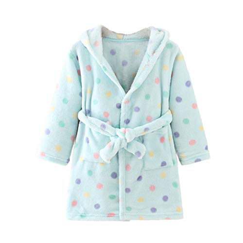 YOLIA Children's Bathrobes Flannel Boys Girls Sleepwear Lovely Hooded Robes Gowns 5 Years