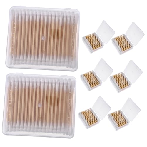 SOESFOUFU Mini Cotton Swabs 8 Boxes of Makeup Cleaning Swabs 1200 Pcs Long Cotton Buds for Face Eye Makeup