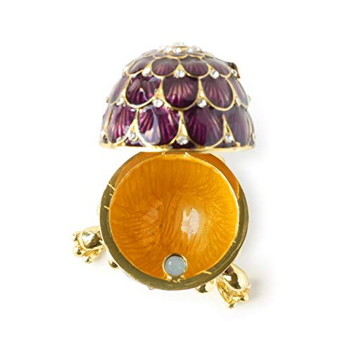 Apropos Hand- Painted Vintage Style Faberge Egg With Rich Enamel And Sparkling Rhinestones Jewelry Trinket Box (Purple Scallop Wave) #TOP1