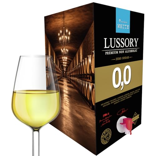 Vino Blanco SIN ALCOHOL 0,0 - LUSSORY PREMIUM | Bag in Box 10 litros | Equivalente a más de 13 botellas de 750ml | Formato ahorro con grifo | SIN azúcar, SIN alcohol, BAJO en calorías