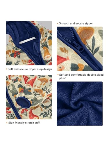 Autumn Gnomes and Mushrooms Girls Fleece Jacket Girls Fall Jacket Boys Coats Zip Up Hoodie Children Outerwear 2-10T3