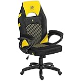KRAKEN CHAIRS Gaming Stuhl Stoff - Schwarz Gelb - Bürostuhl - Ergonomisch Computer Stuhl Gamer - 130 kg Belastbarkeit - Gamerstuhl - Gamingsessel - Gaming Chair Ergonomic - Gamingstuhl - PC-Stuhl